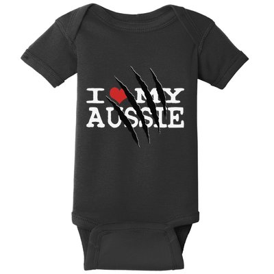 Funny Australian Shepherd I Love My Aussie Funny Aussie Baby Bodysuit