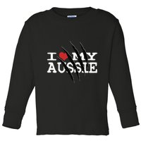 Funny Australian Shepherd I Love My Aussie Funny Aussie Toddler Long Sleeve Shirt