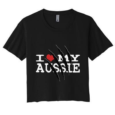 Funny Australian Shepherd I Love My Aussie Funny Aussie Crop Top