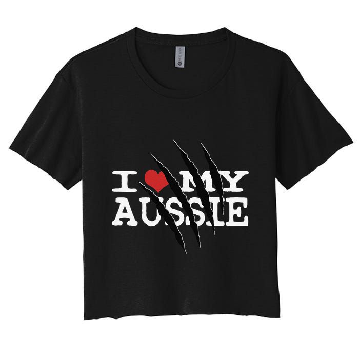 Funny Australian Shepherd I Love My Aussie Funny Aussie Crop Top