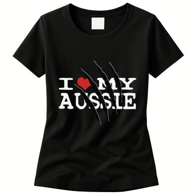 Funny Australian Shepherd I Love My Aussie Funny Aussie Womens T-Shirt
