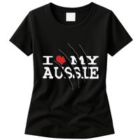 Funny Australian Shepherd I Love My Aussie Funny Aussie Womens T-Shirt