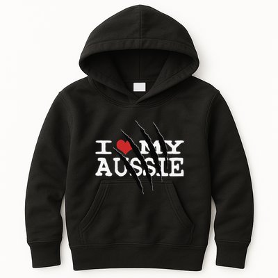 Funny Australian Shepherd I Love My Aussie Funny Aussie Kids Hoodie