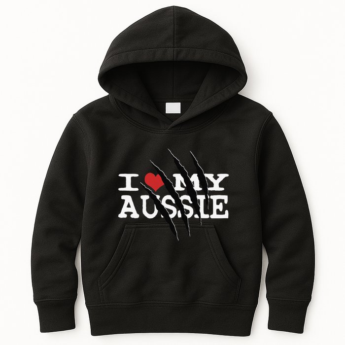 Funny Australian Shepherd I Love My Aussie Funny Aussie Kids Hoodie