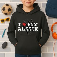 Funny Australian Shepherd I Love My Aussie Funny Aussie Kids Hoodie