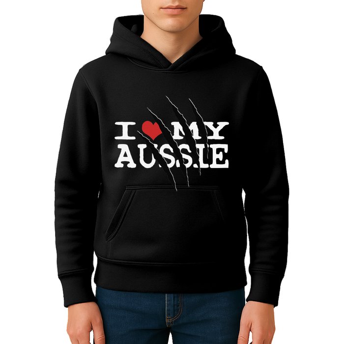 Funny Australian Shepherd I Love My Aussie Funny Aussie Kids Hoodie