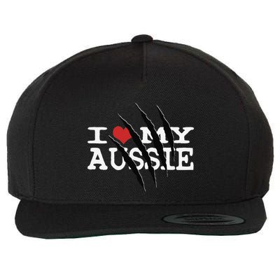 Funny Australian Shepherd I Love My Aussie Funny Aussie Wool Snapback Cap