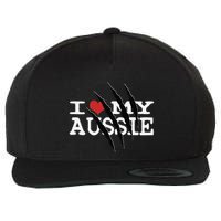 Funny Australian Shepherd I Love My Aussie Funny Aussie Wool Snapback Cap