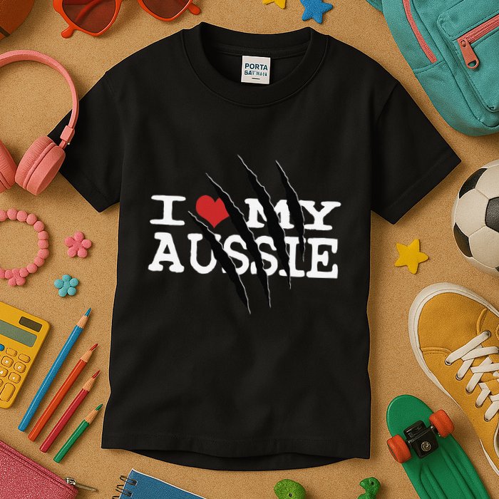 Funny Australian Shepherd I Love My Aussie Funny Aussie Kids T-Shirt