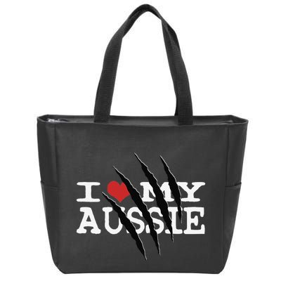 Funny Australian Shepherd I Love My Aussie Funny Aussie Zip Tote Bag