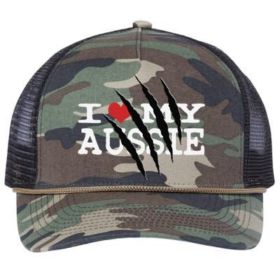 Funny Australian Shepherd I Love My Aussie Funny Aussie Retro Rope Trucker Hat Cap