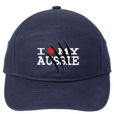 Funny Australian Shepherd I Love My Aussie Funny Aussie 7-Panel Snapback Hat