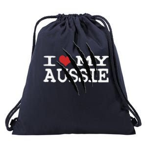 Funny Australian Shepherd I Love My Aussie Funny Aussie Drawstring Bag