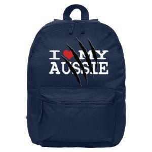 Funny Australian Shepherd I Love My Aussie Funny Aussie 16 in Basic Backpack