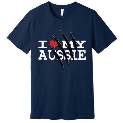 Funny Australian Shepherd I Love My Aussie Funny Aussie Premium T-Shirt