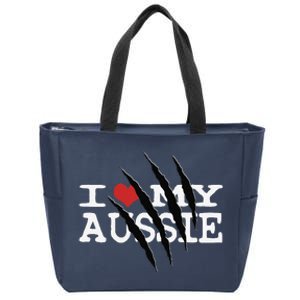 Funny Australian Shepherd I Love My Aussie Funny Aussie Zip Tote Bag