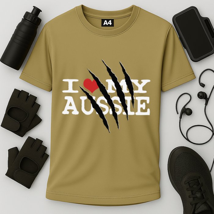 Funny Australian Shepherd I Love My Aussie Funny Aussie Performance Shirt