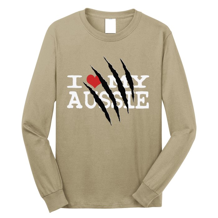 Funny Australian Shepherd I Love My Aussie Funny Aussie Long Sleeve Shirt