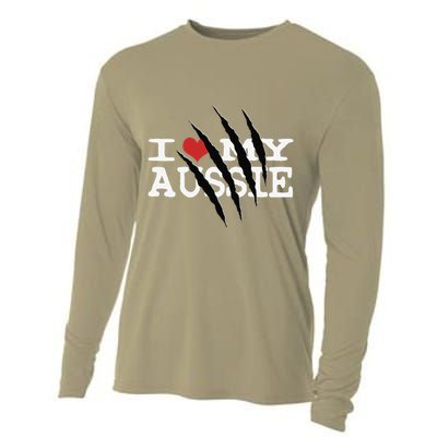 Funny Australian Shepherd I Love My Aussie Funny Aussie Cooling Performance Long Sleeve Crew