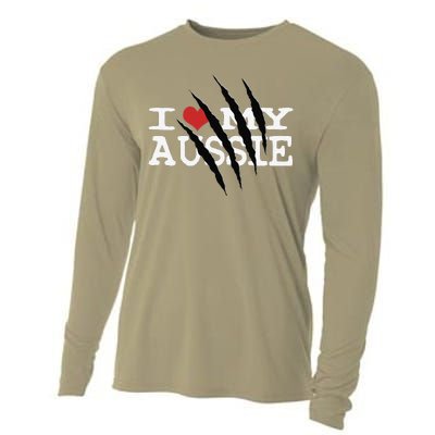 Funny Australian Shepherd I Love My Aussie Funny Aussie Cooling Performance Long Sleeve Crew