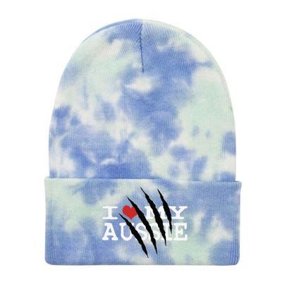 Funny Australian Shepherd I Love My Aussie Funny Aussie Tie Dye 12in Knit Beanie