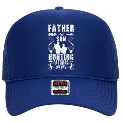 Father And Son Hunting Buddies Dad And Son Hunting Buddy Funny Gift High Crown Mesh Back Trucker Hat