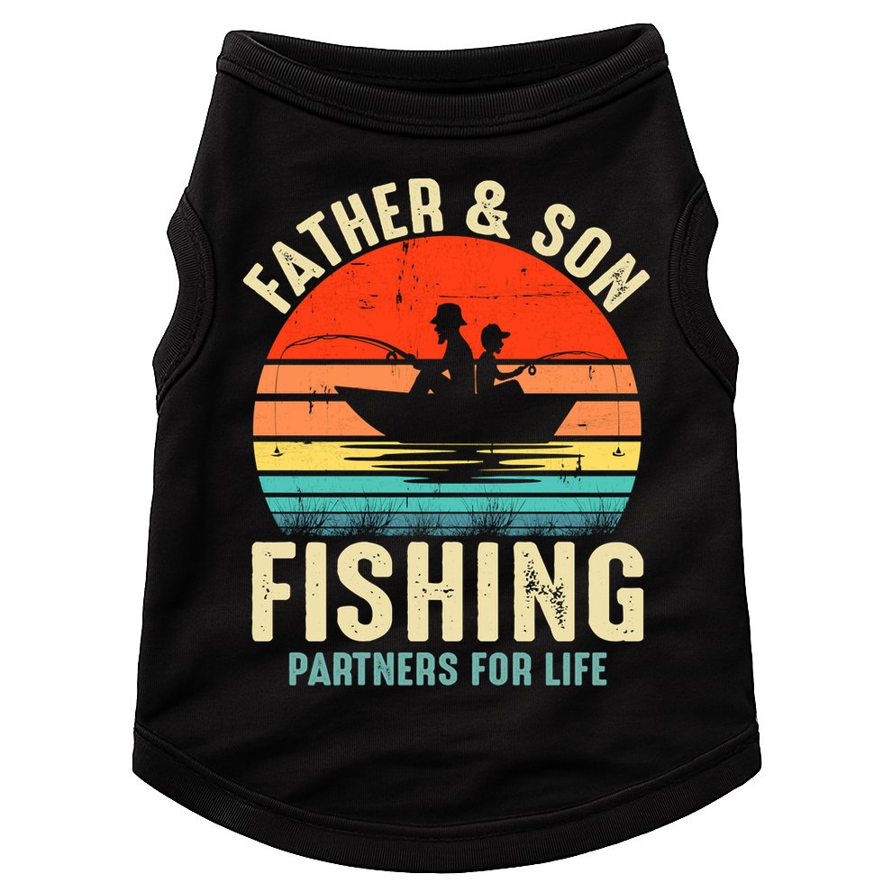 Father And Son Fishing Partner For Life Retro Matching Dad Doggie Tank