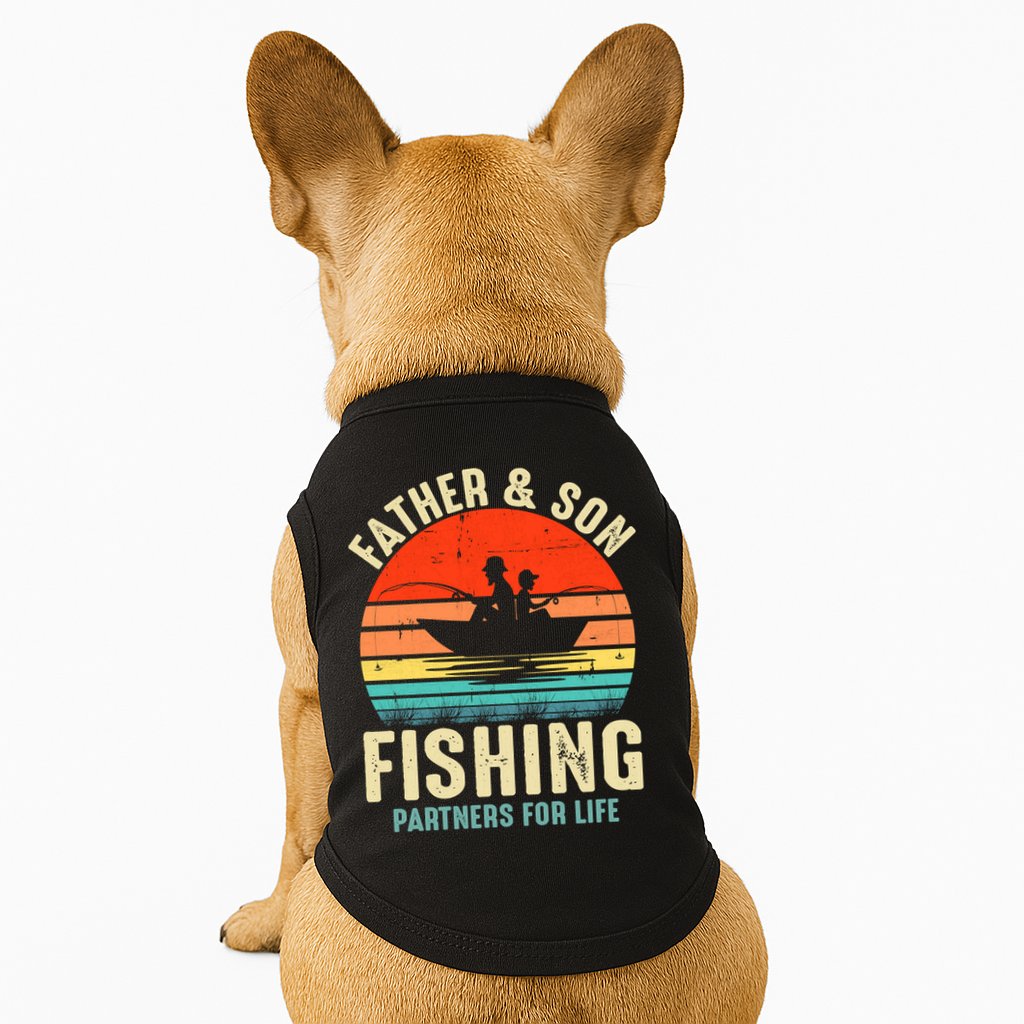 Father And Son Fishing Partner For Life Retro Matching Dad Doggie Tank