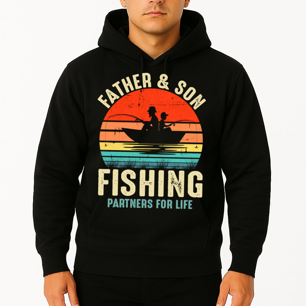 Father And Son Fishing Partner For Life Retro Matching Dad Hoodie