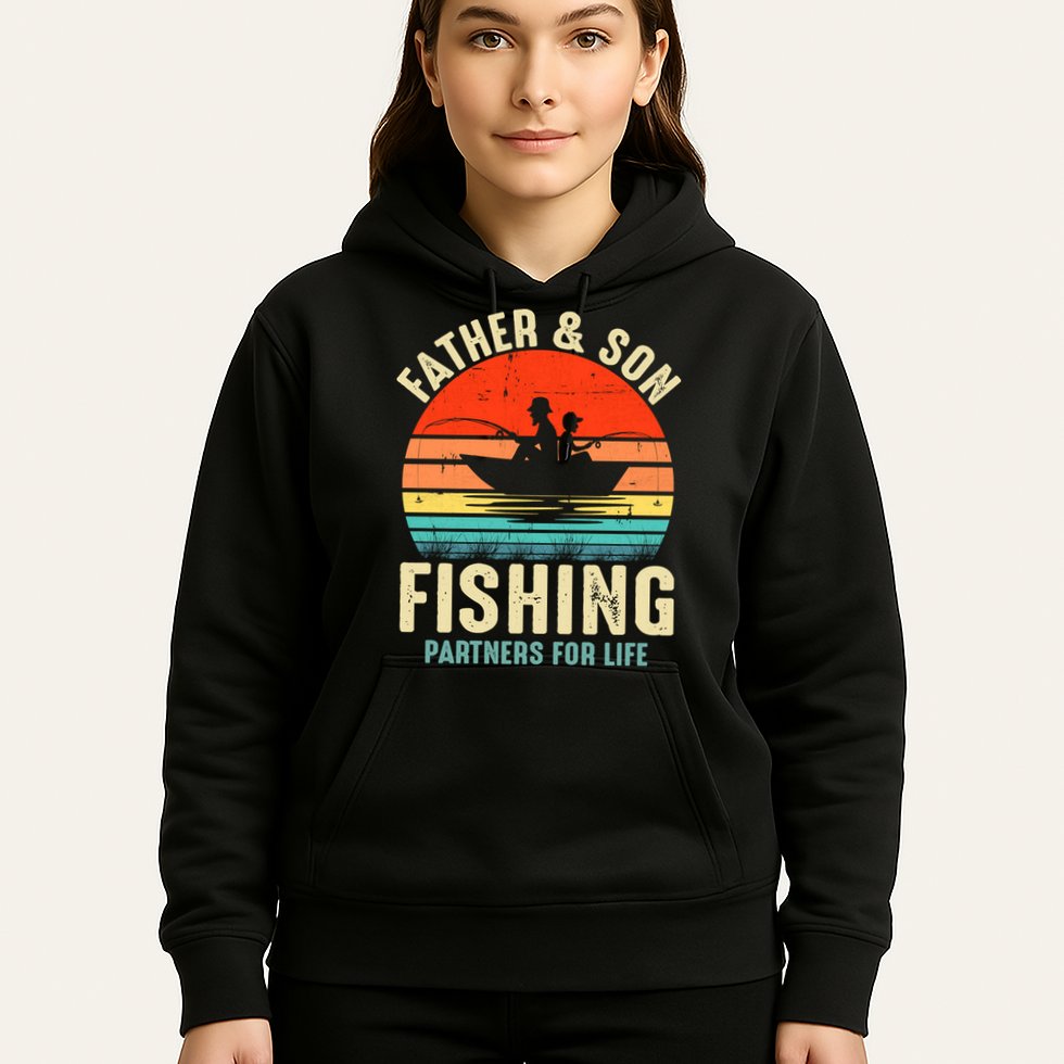Father And Son Fishing Partner For Life Retro Matching Dad Hoodie