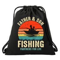 Father And Son Fishing Partner For Life Retro Matching Dad Drawstring Bag