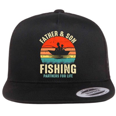 Father And Son Fishing Partner For Life Retro Matching Dad Flatbill Hat