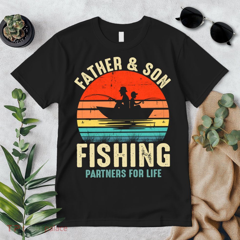 Father And Son Fishing Partner For Life Retro Matching Dad Premium T-Shirt