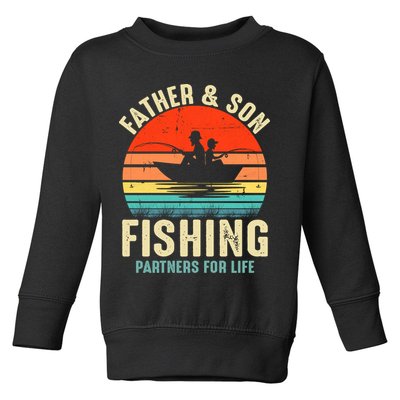 Father And Son Fishing Partner For Life Retro Matching Dad Toddler Sweatshirt