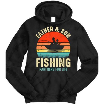 Father And Son Fishing Partner For Life Retro Matching Dad Tie Dye Hoodie