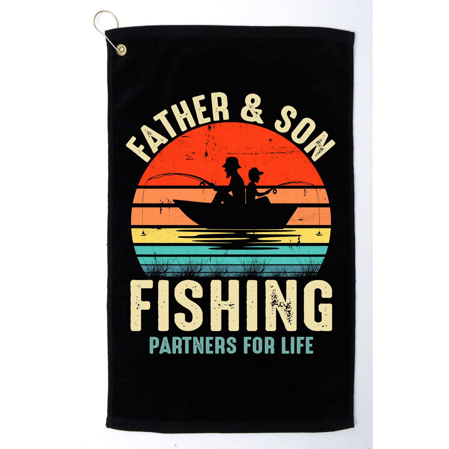 Father And Son Fishing Partner For Life Retro Matching Dad Golf Towel