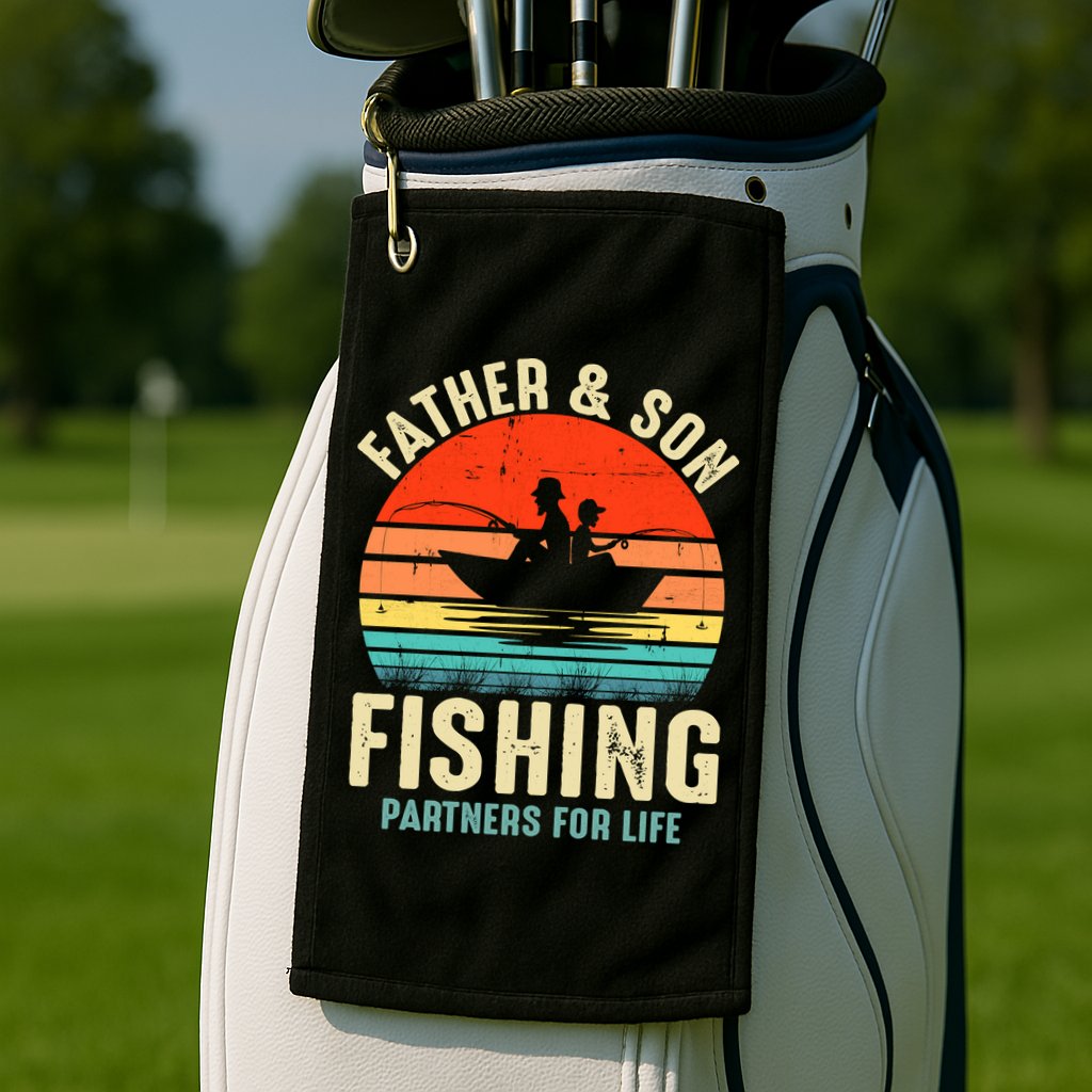 Father And Son Fishing Partner For Life Retro Matching Dad Golf Towel