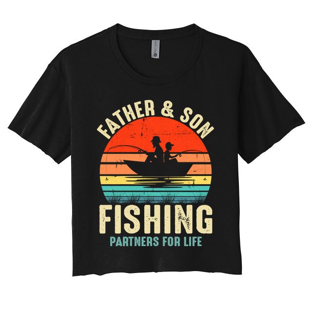 Father And Son Fishing Partner For Life Retro Matching Dad Crop Top