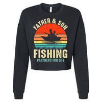 Father And Son Fishing Partner For Life Retro Matching Dad Cropped Pullover Crew