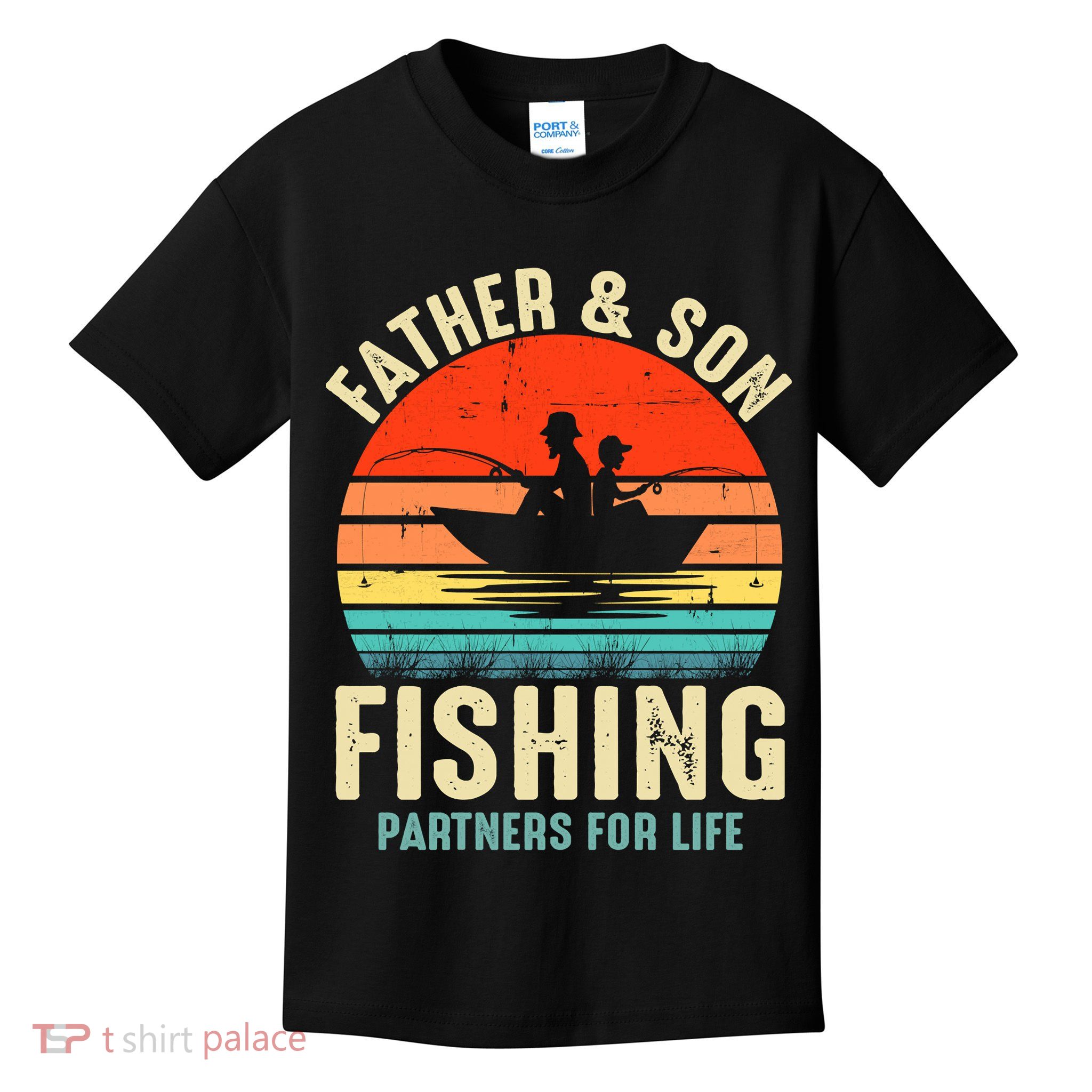 Father And Son Fishing Partner For Life Retro Matching Dad Kids T-Shirt