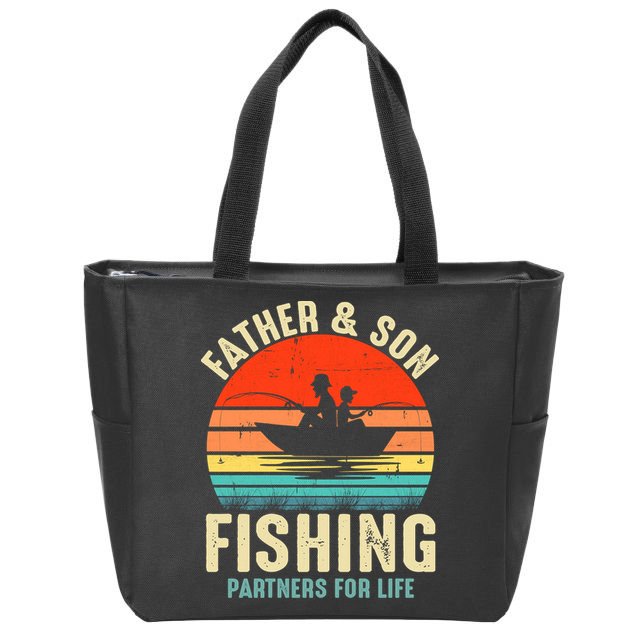 Father And Son Fishing Partner For Life Retro Matching Dad Zip Tote Bag