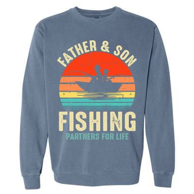 Father And Son Fishing Partner For Life Retro Matching Dad Garment-Dyed Sweatshirt