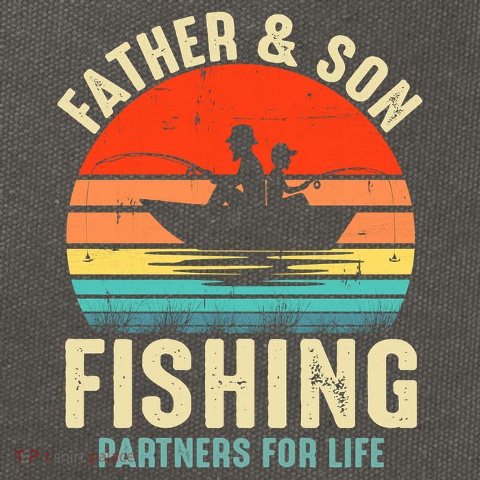 Father And Son Fishing Partner For Life Retro Matching Dad Cotton Canvas Backpack