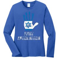 Fight Antisemitism Stop the Hate Jewish Pride   Ladies Long Sleeve Shirt