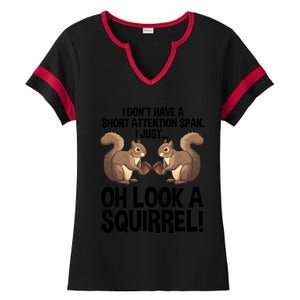 Funny Adhd Squirrel Design Chipmunk Pet Lovers Gift Ladies Halftime Notch Neck Tee