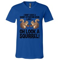 Funny Adhd Squirrel Design Chipmunk Pet Lovers Gift V-Neck T-Shirt