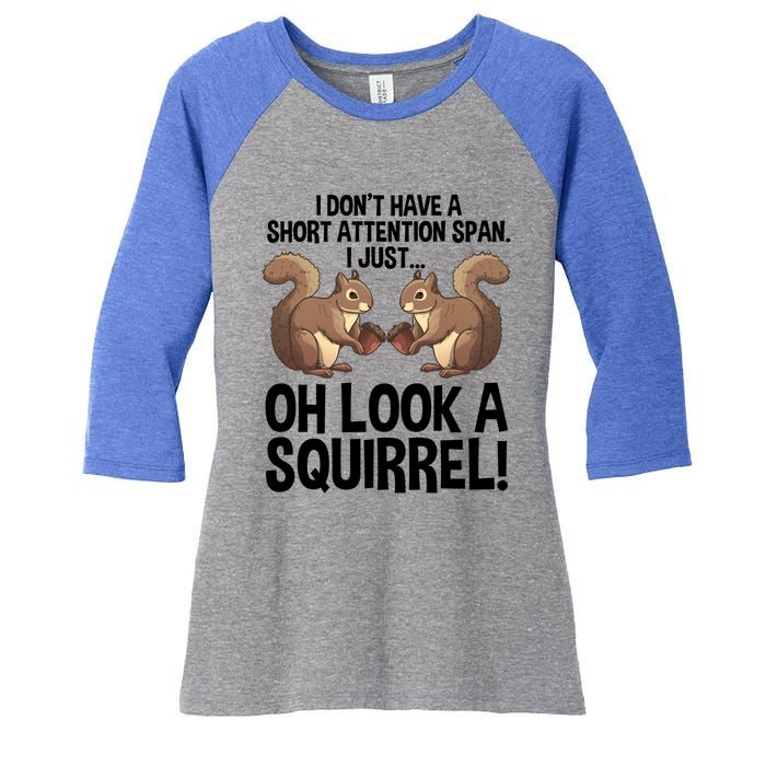 Funny Adhd Squirrel Design Chipmunk Pet Lovers Gift Women's Tri-Blend 3/4-Sleeve Raglan Shirt