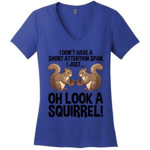 Funny Adhd Squirrel Design Chipmunk Pet Lovers Gift Women's V-Neck T-Shirt