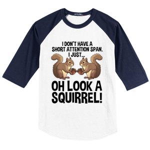 Funny Adhd Squirrel Design Chipmunk Pet Lovers Gift Baseball Sleeve Shirt