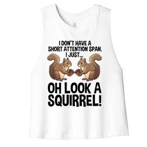 Funny Adhd Squirrel Design Chipmunk Pet Lovers Gift Women's Racerback Cropped Tank